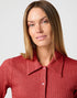 Wrangler Women's Smocked Shirt In Mineral Red