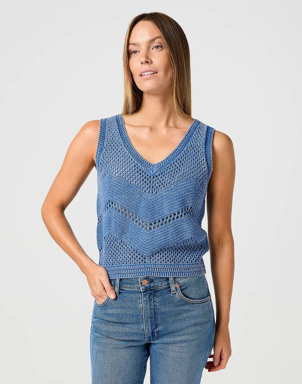 Wrangler Women's Sweater Tank Top In Cyaneus - Rodeo In