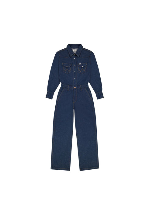 Wrangler Women's Trouser Coverall In Aged Blue