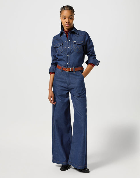 Wrangler Women's Trouser Coverall In Aged Blue
