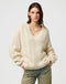 Wrangler Women's V Neck Cable Knit Sweatshirt In Ivory