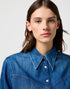 Wrangler Women's Yoke Denim Shirt In Sparkle Blue