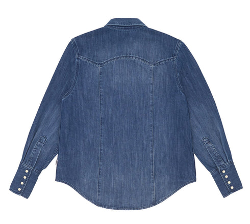 Wrangler Women's Yoke Denim Shirt In Sparkle Blue