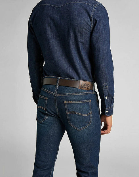 Lee Small Logo Belt In Dark Brown