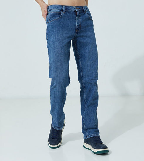 Straight Fit Jeans In Mid Stone