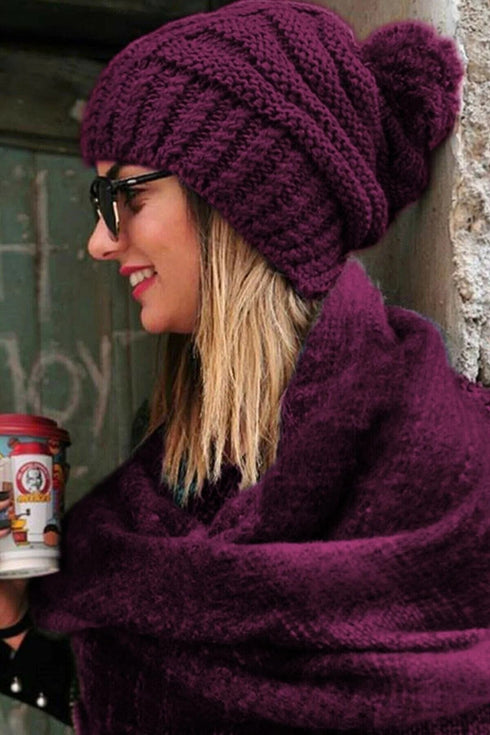 Stripe-Weave Beanie Hat VE515