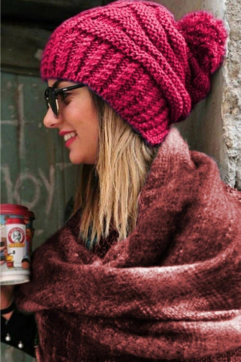 Stripe-Weave Beanie Hat VE515