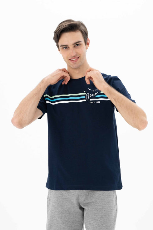 T-Shirt Round Neck With Chest Print