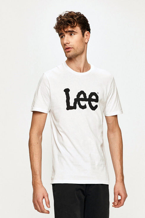 Lee Men's Wobbly Logo T-shirt In White