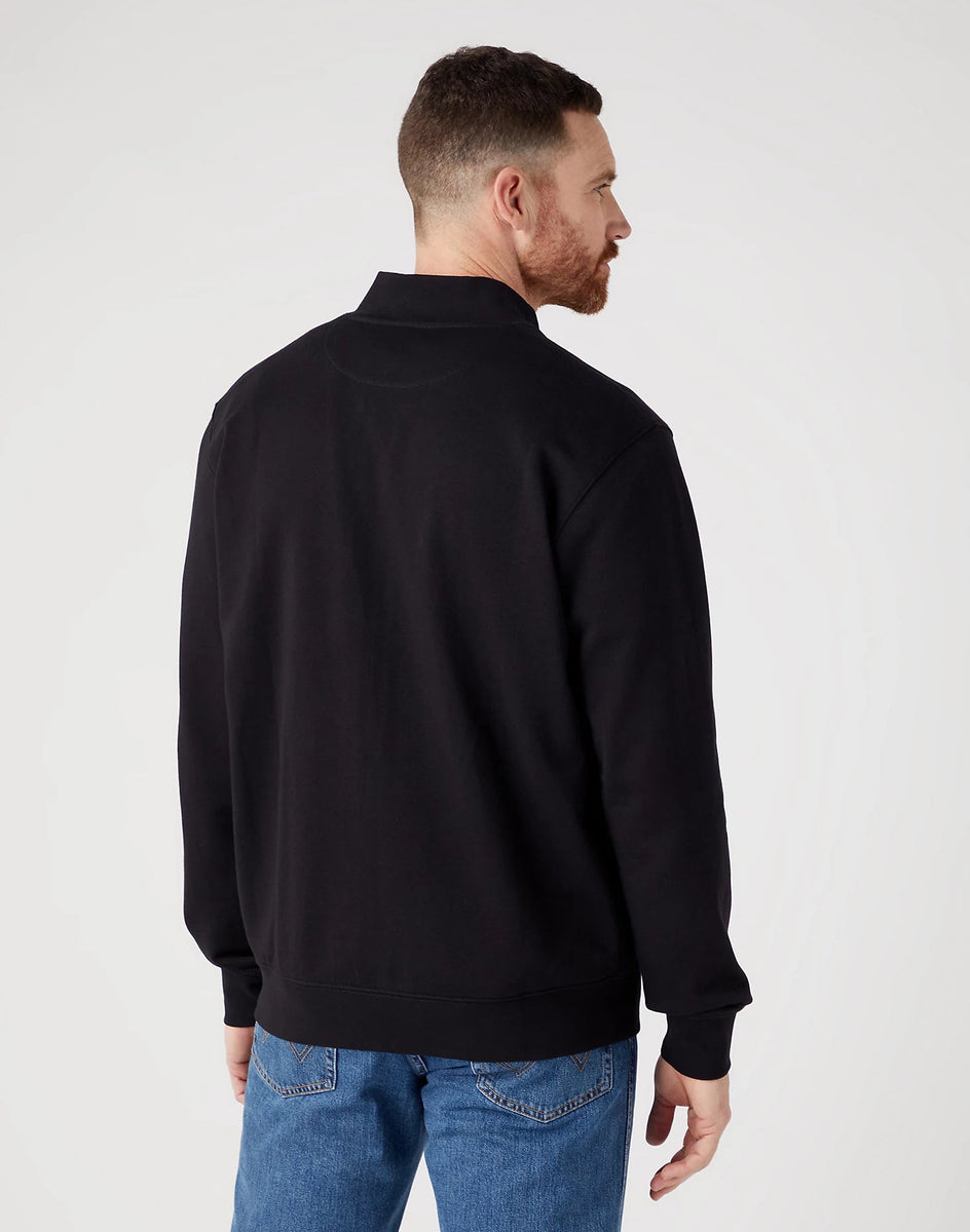Wrangler Men's Funnel Neck Zip Jacket In Real Black Rodeo In